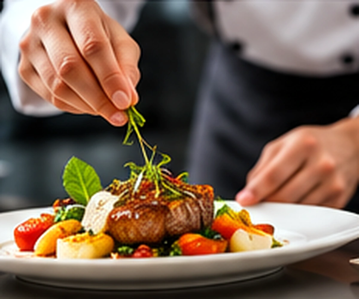 Chef profesional De’Rasa Restaurant sedang menyiapkan hidangan