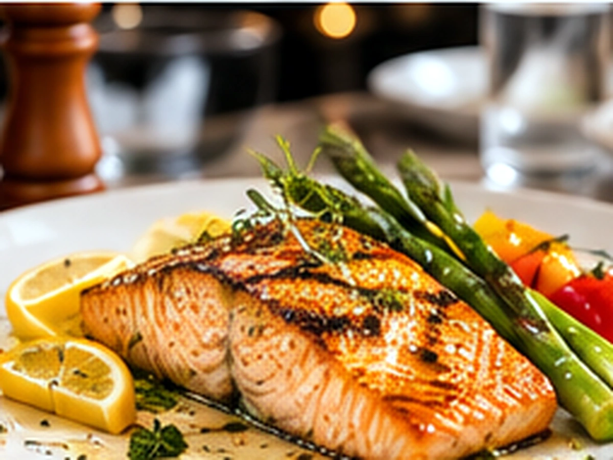 Grilled Salmon dengan sayuran